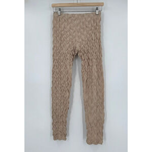 Ann Ferriday Tan Fairy Whimsy Puckered Skinny Leggings Sz L
